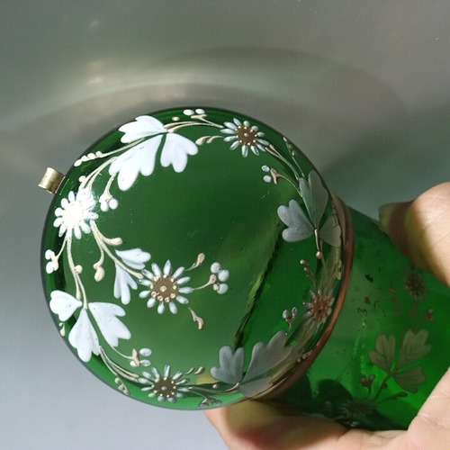Cofre Caja Alhajero Frasquito Antiguo Cristal Veneciano Verd