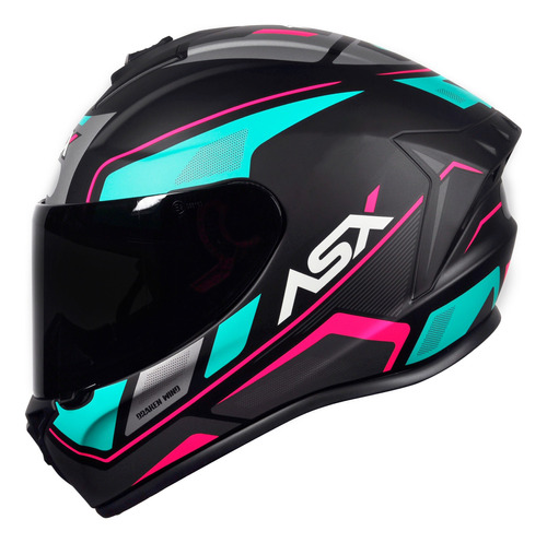 Capacete Asx Draken Wind Fosco Preto Tiffany Pink Rosa