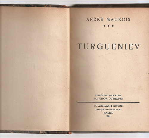 Turgueniev - Maurois - Aguilar