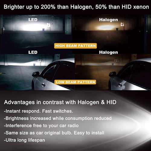 Par Ampolletas Turbo Led H13 Altas/bajas No Error Canbus