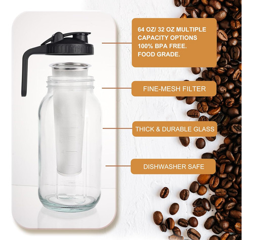 Scidea Cafetera Helada De Preparación Fría, Tarro De Masón A