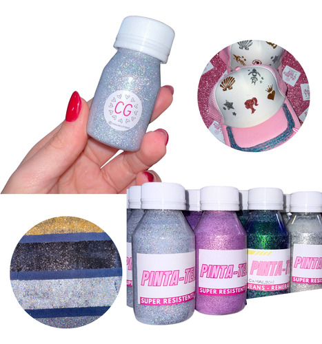 Pintura Glitter Textil Brillo Tela Zapatillas!! 1 Unidad 35ml A Eleccion