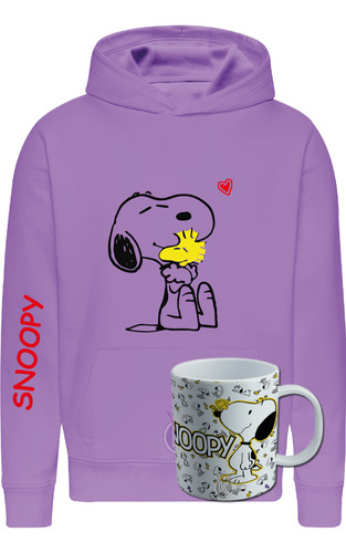 Poleron Snoopy + Tazon - Charlie Brown - Rabanitos - Beagle - Perro - Serie - Estampaking