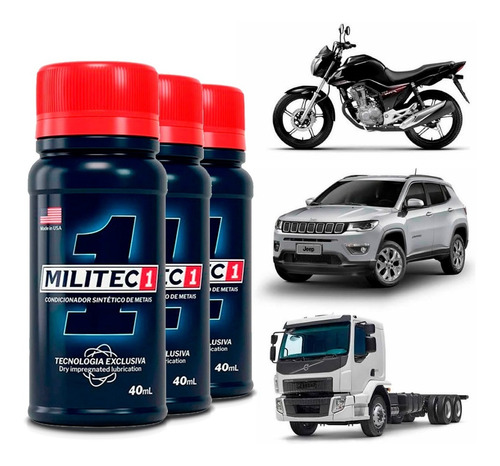 Kit 3 Militec Redutor De Atrito Lubrificação Permanente