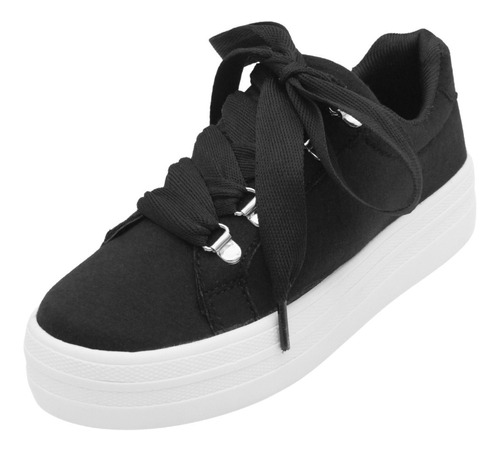 Tenis Dama Plataforma Textil Line Sport Color Negro 22-26