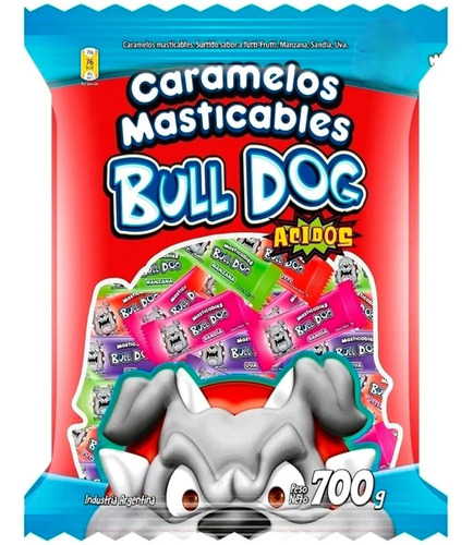 Caramelo Masticable Acido Bull Dog X 700 Gr