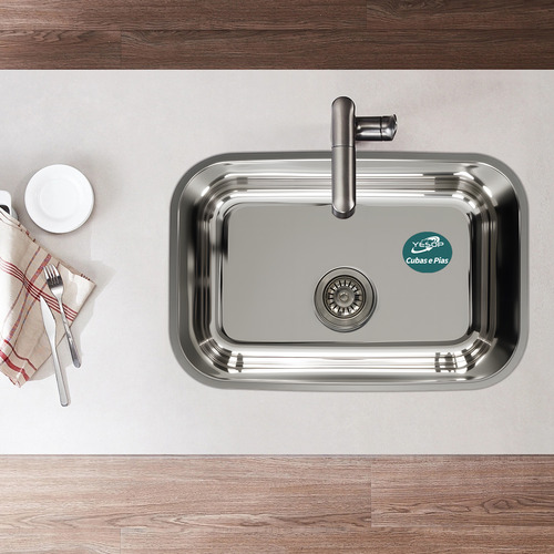 Cuba De Pia Cozinha Silenciosa Em 304aço Inoxidável 59x38x17cm Álvula E Sifão Yesop