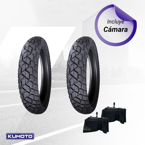 Llanta 120/80-18 + 90/90-21 Kumoto Doble Proposito + Camara