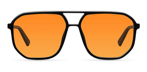 Anteojos de sol Meller Sanyu con marco de bio based color negro, lente naranja de policarbonato, varilla negra de bio based