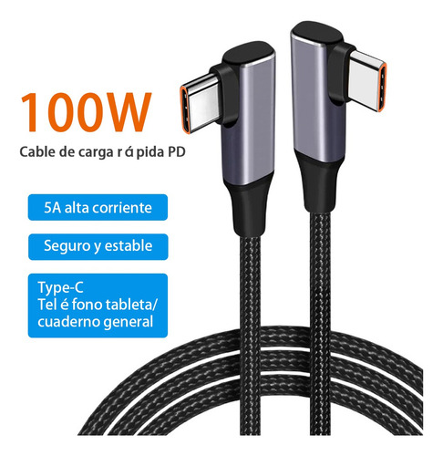 Cable Usb Tipo C De Carga Rápida Datos 2 Metro 100w
