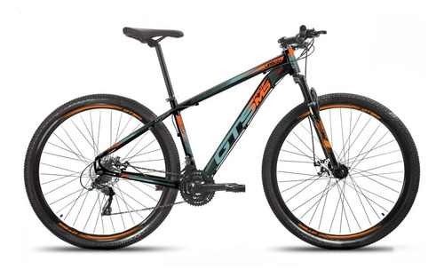 Mountain bike GTS PRO M5 Urban aro 29 21 câmbios Shimano cor preto/azul-celeste/laranja