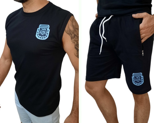 Imagen 1 de 3 de Conjunto Musculosa Y Bermuda Seleccion Argentina