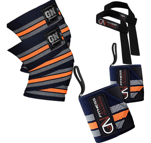 Vendas De Rodilla Knee Wraps + Muñequeras+ Straps Oferta