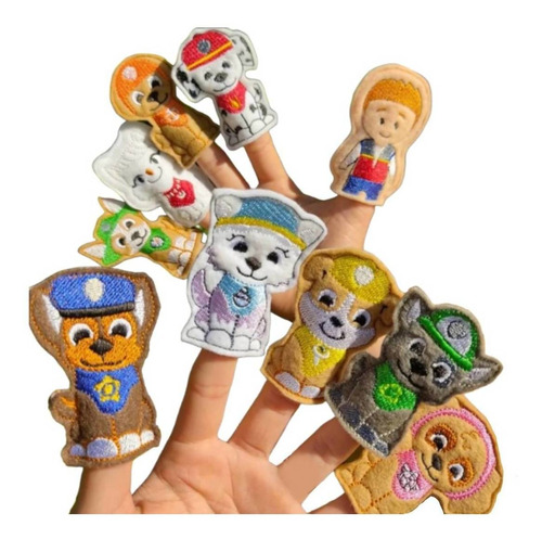 Títeres De Dedo Set X 10 Paw Patrol Bordados 