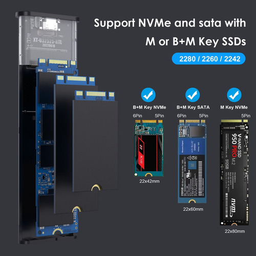 Adaptador Ssd M2 Ssd Case Nvme De Doble Protocolo M.2 A Usb