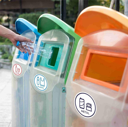 6 Pack 6 Vidrio, Paper, Plastic, Metal, Basura, Calcomanías