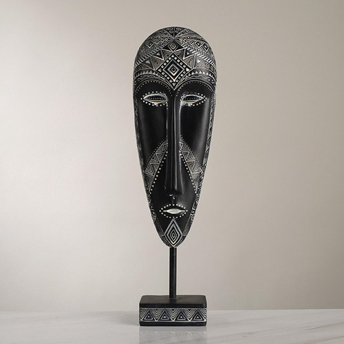 Estatua De Máscara Africana, Adorno De Mesa, 12x7,5x41,5cm