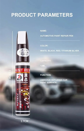 Pintura Repara Coche Auto Permanente 2 En 1 Pincel Lapiz Blanco / White