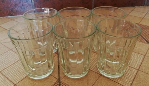 Juego De 6 Vasos De Vidrio Con Relieve