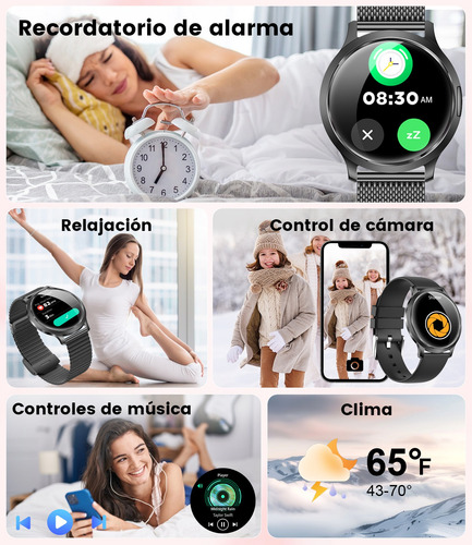 Lige Reloj Inteligente Mujer 1.43'' Amoled Llamada Bluetooth 100+ Modos Deportivos,monitoreo Menstrua Fv16-c Negra