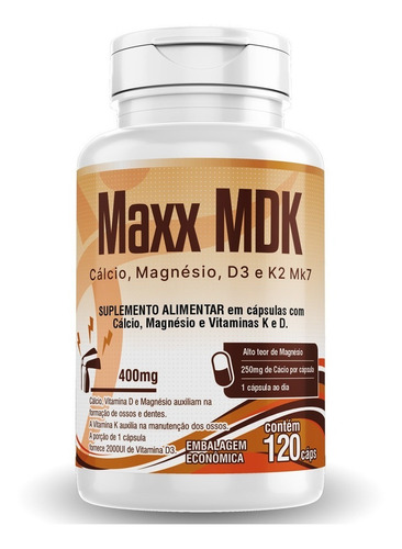 Magnésio Quelato 120 Cápsulas + Cálcio, Vitamina D3 E K2 Mk7
