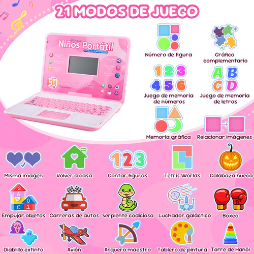 Computadora Didactica Infantil De Juguete Ingles Español 130