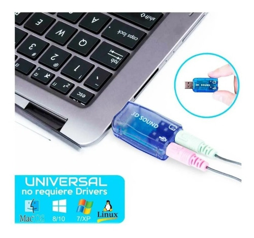 Imagen 3 de 4 de Placa De Sonido Usb Externa Audio 5.1 Surround 3d
