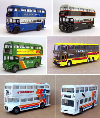 Miniaturas De Ônibus Double Decker 1:76 Lote Com 6 Unidades