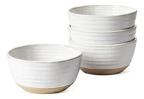 Comprar Set De 4 Tazones Cerámicos 28 Oz Para Sopa Y Cereal - Blanco