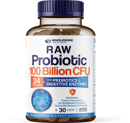 Wholesome Wellness Raw Probiotic 100 Billion Cfu 30 Capsulas