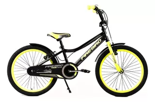 Bicicleta cross infantil Fire Bird Rocky R20 1v frenos v-brakes color negro/amarillo con pie de apoyo