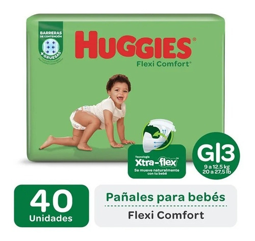 Huggies Pañales Flexi Comfort Ultra Talle Grande 40 Unidades Género Sin género Tamaño Grande (G)