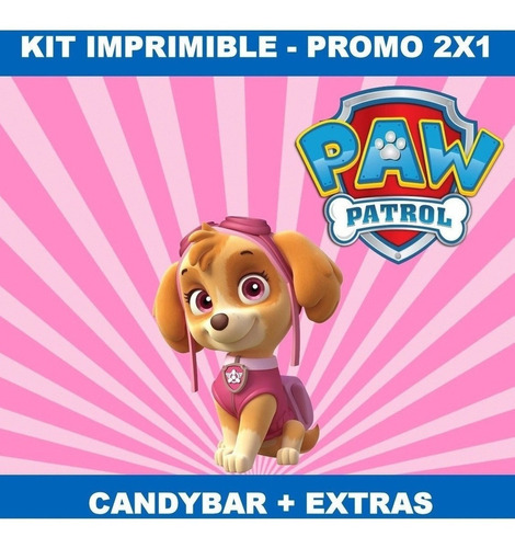 Kit Imprimible Paw Patrol Patrulla Nena Candy Bar 2x1