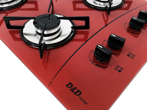 Fogão Cooktop D&d 4 Bocas Vermelho A Gás