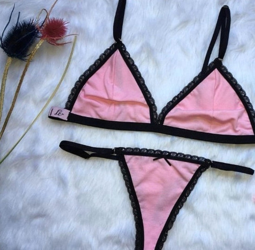 Imagen 4 de 5 de Lenceria, Conjunto De Algodon Triangulito Rosa Le Coquette