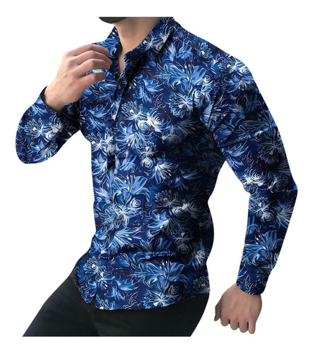 Camiseta Hombre Q Manga Larga Estampado Floral Slim Fit 3