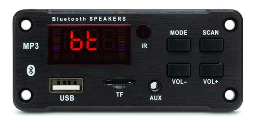 Reproductor Mp3 Bluetooth Rectangular Usb Micro Sd Fm 12 Vdc