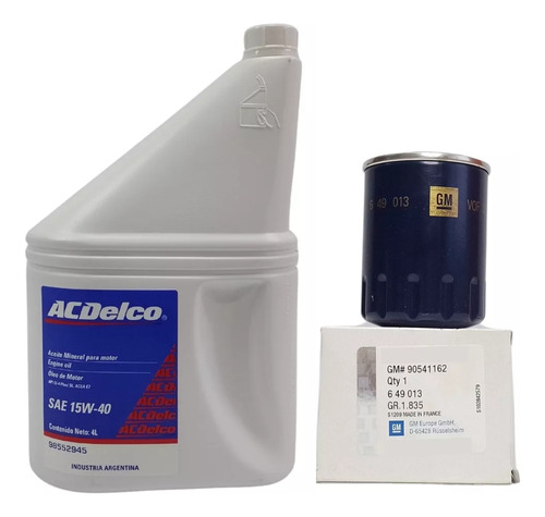 Kit Filtro Aceite + Acdelco 15w40 Corsa Pickup 1.7 Chevrolet