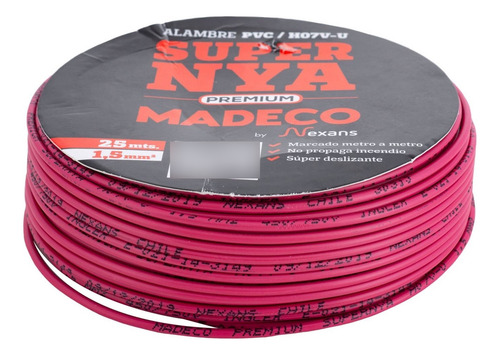 Cable Alambre De Cobre Aislado 1,5 Mm2 25 M Rojo