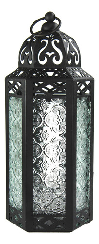 Farol Decorativo Mediano Estilo Marroquí Con Cristal Transpa