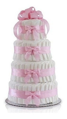 Pastel Clasico De Paales Para Baby Shower (4 Niveles, Ros