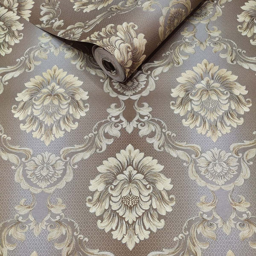 Imagem 1 de 8 de Papel De Parede Rolo Importado Textura Damask Alto Padrão