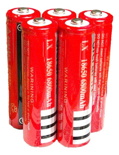 Pack 5 Baterías Recargables 18650 Para Linterna Led