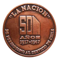 Comprar ¬¬ Medalla Diario La Nación De Chile Año 1968 Zp