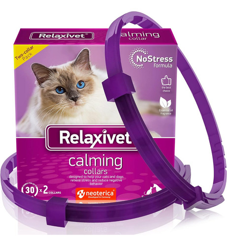 2 Relaxivet Collar Calmante Para Gatos, Uso Externo 