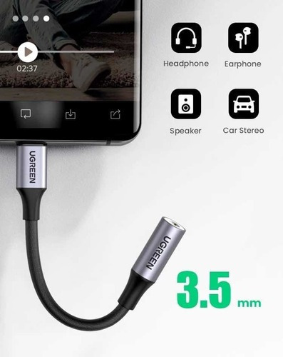 Adaptador Ugreen Usb C A Jack 3.5mm Para Auriculares Dac