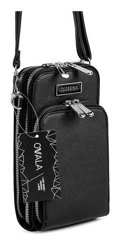 Imagen 5 de 7 de Cartera Porta Celular Bandolera Mujer Cuero Sintetico Queens