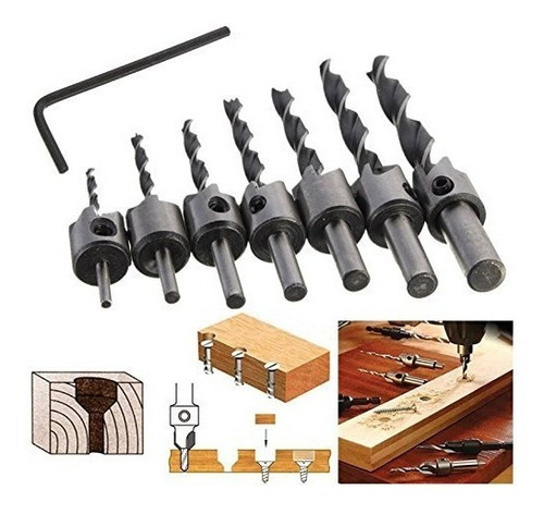 Imagen 3 de 4 de Broca Avellanadora 3 4 5 6 7 8 10 Mm Escariado Fresado 7pcs