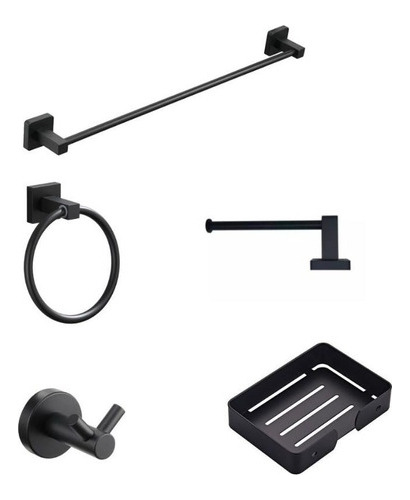 Kit/set De Baño Completo Negro Ideal Para Ducha Acra