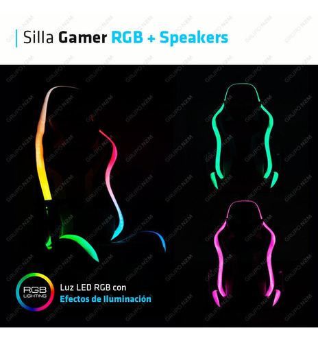 Imagen 5 de 10 de Silla Gamer Sillon Pc Escritorio Oficina Racing Led Rgb